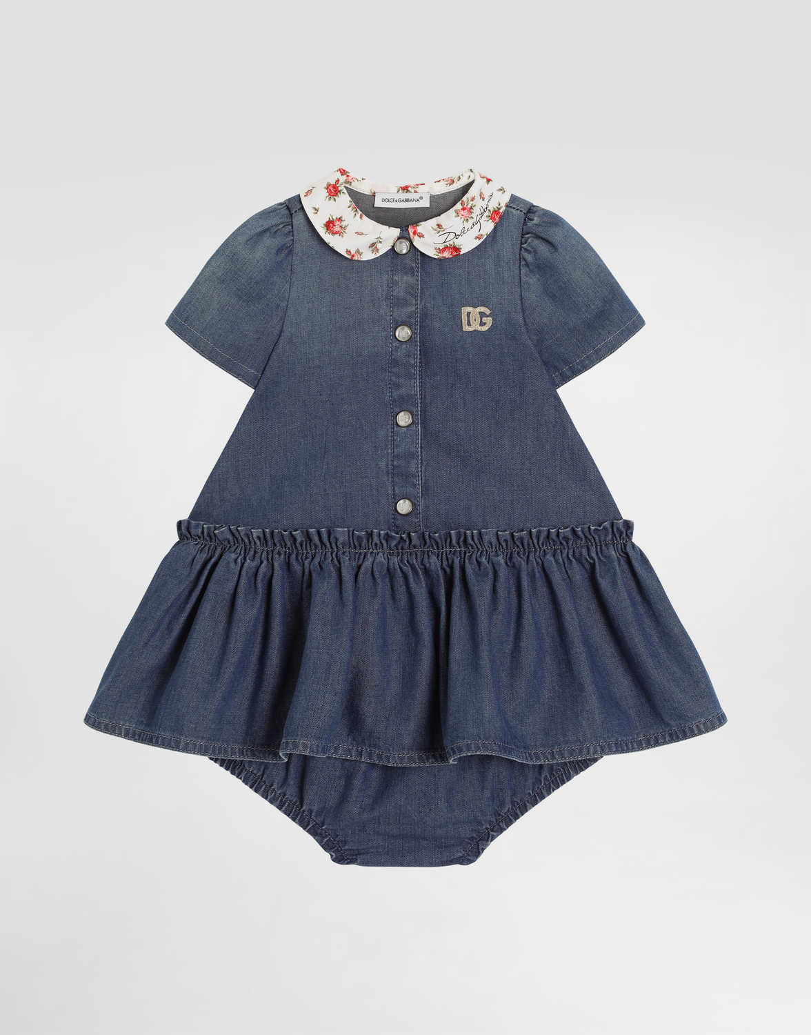 

Платье из шамбре с вышивкой логотипа DOLCE & GABBANA, мультиколор