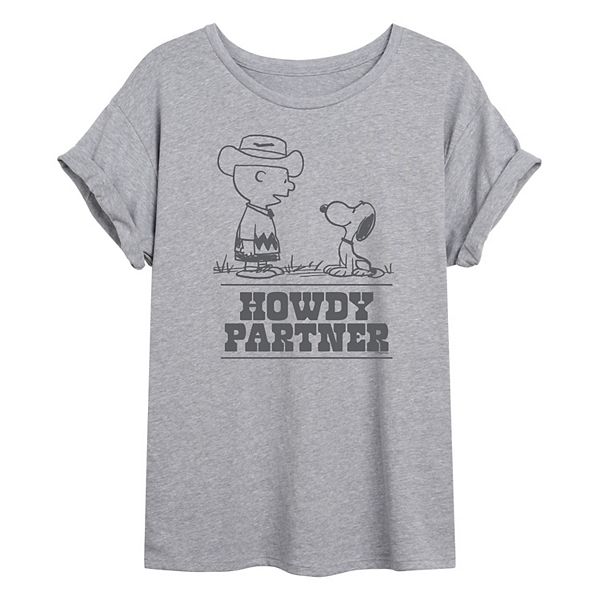 

Футболка Juniors Peanuts Charlie & Snoopy Howdy Partner Licensed Character, Heather Gray
