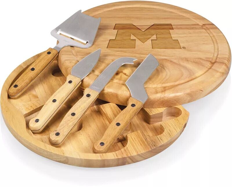 

Picnic Time Michigan Wolverines Circus Разделочная доска и набор инструментов