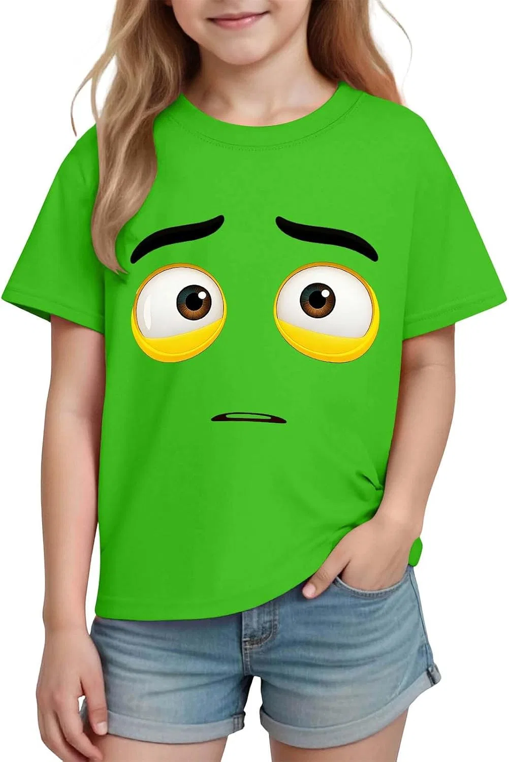 Футболка с графическим принтом Funny Face Expression, Zzalalana, зеленый — фото 4