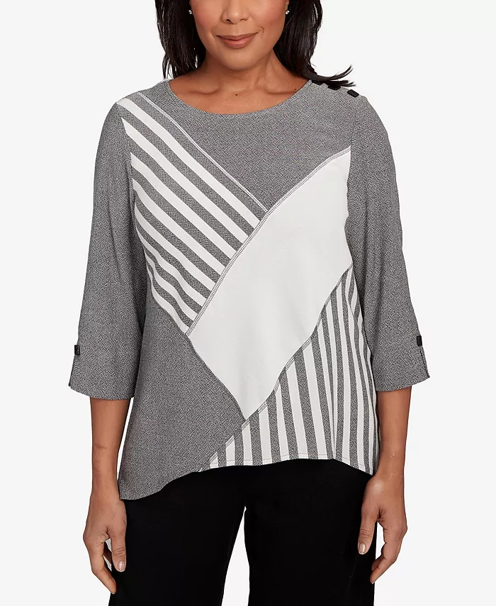 

Топ Petite Santa Barbara с диагональными полосками Alfred Dunner, серый