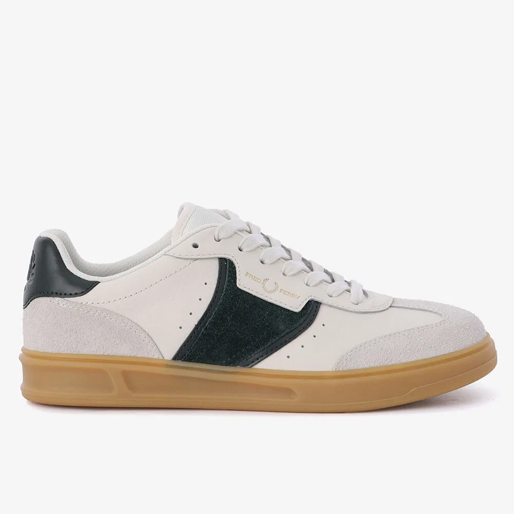 Мужские низкие кроссовки B4 из текстурированной кожи и замши цвета Light Ecru от Fred Perry