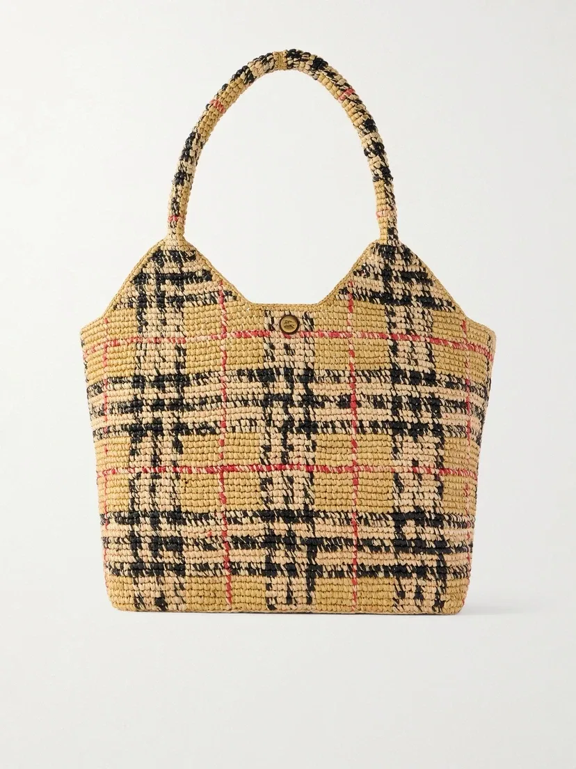Плетеная сумка-тоут Margate в клетку BURBERRY, бежевый