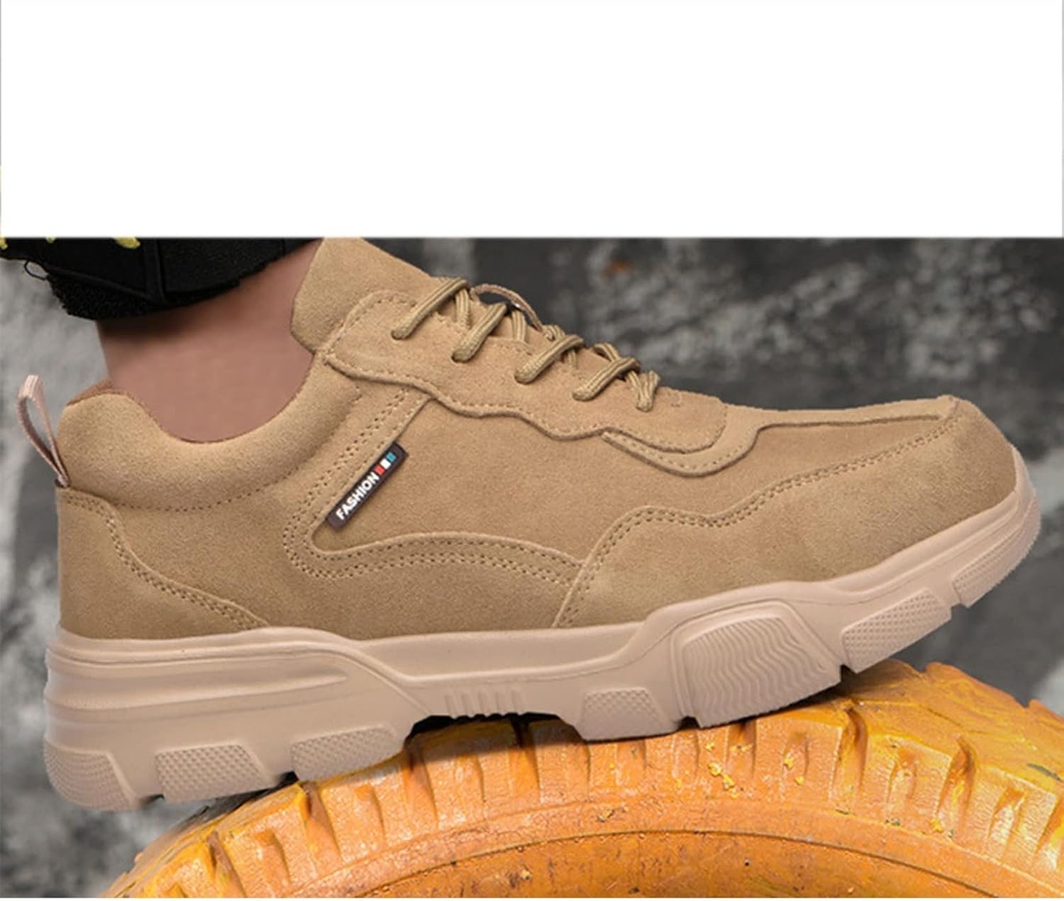 Мужские легкие дышащие защитные ботинки Safety Trainers для женщин с стальным носком (Цвет: хаки, Размер: 5 US) Hisxus — фото 4