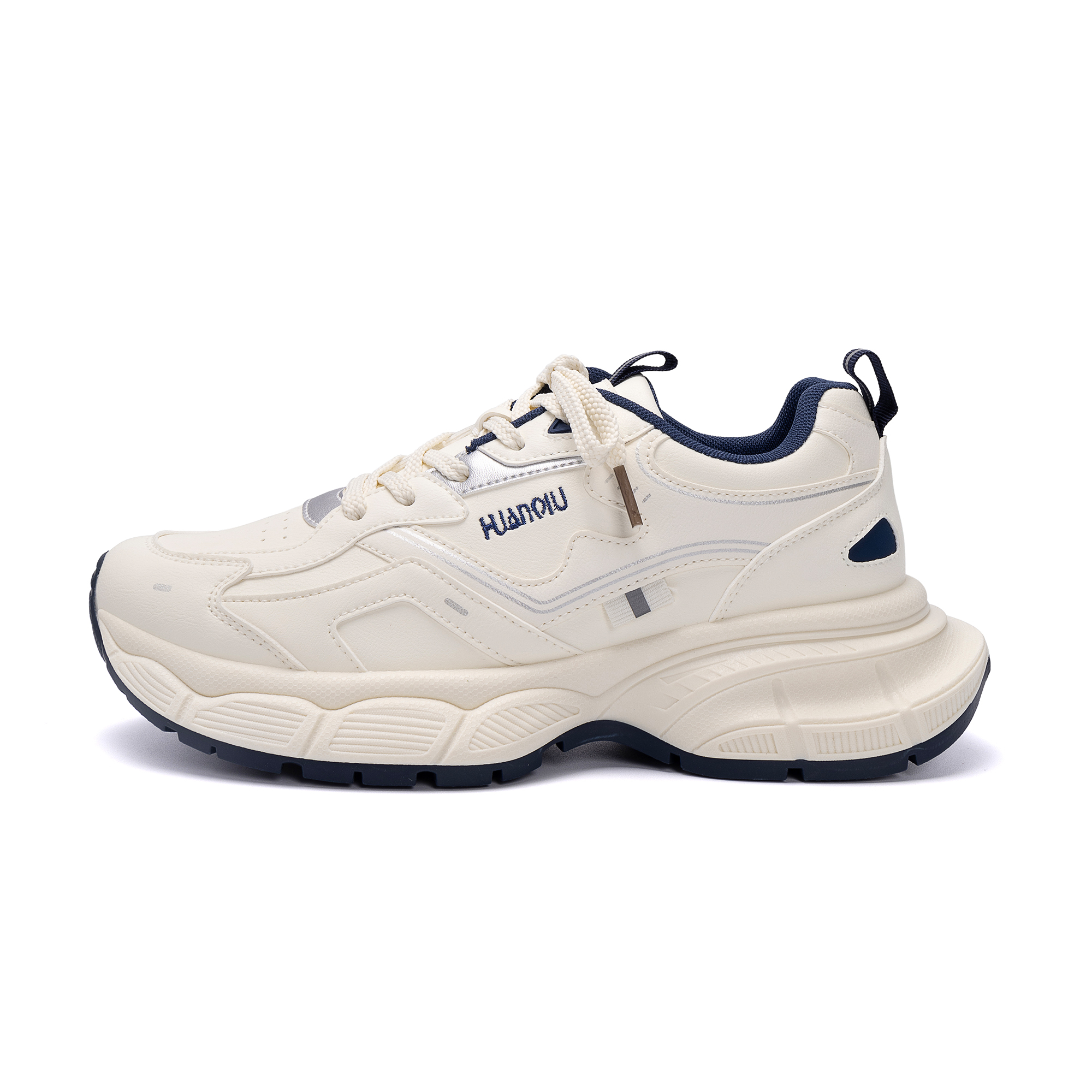 

HUANQIU Кроссовки Height Increasing Slip Resistant Low Top Chunky Sneakers Men's White Blue