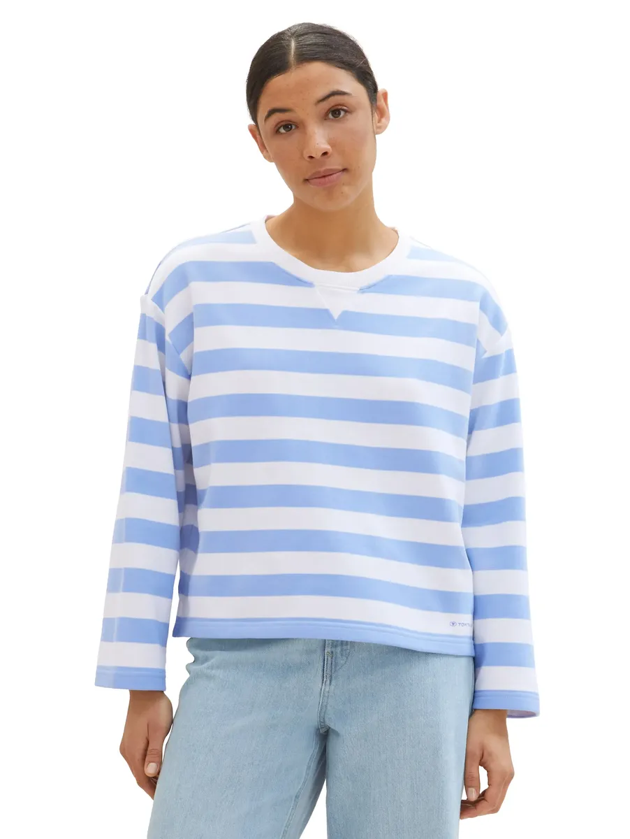 

Толстовка TOM TAILOR в полоску, цвет Blue Offwhite Stripe