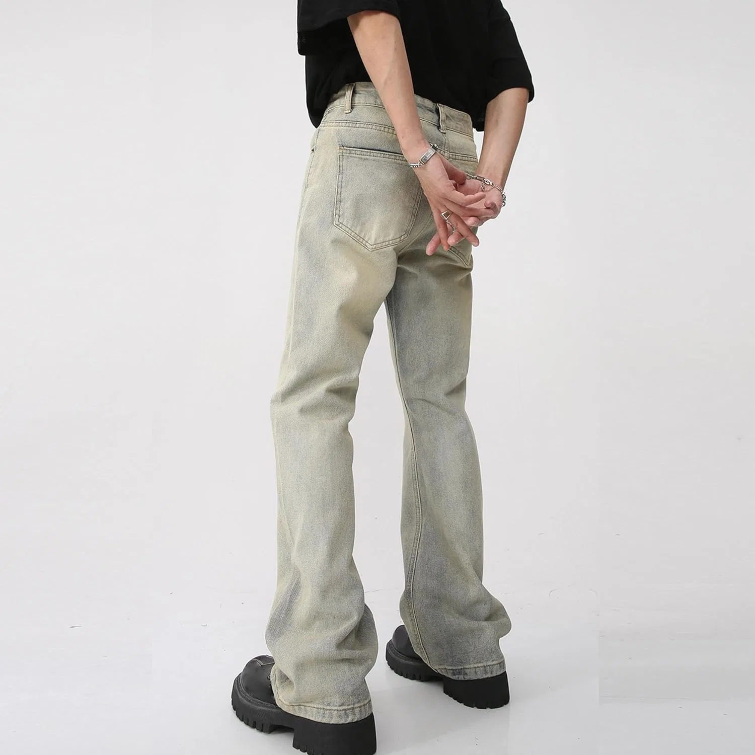 Джинсы клеш, Slim Fit, желтые — фото 2