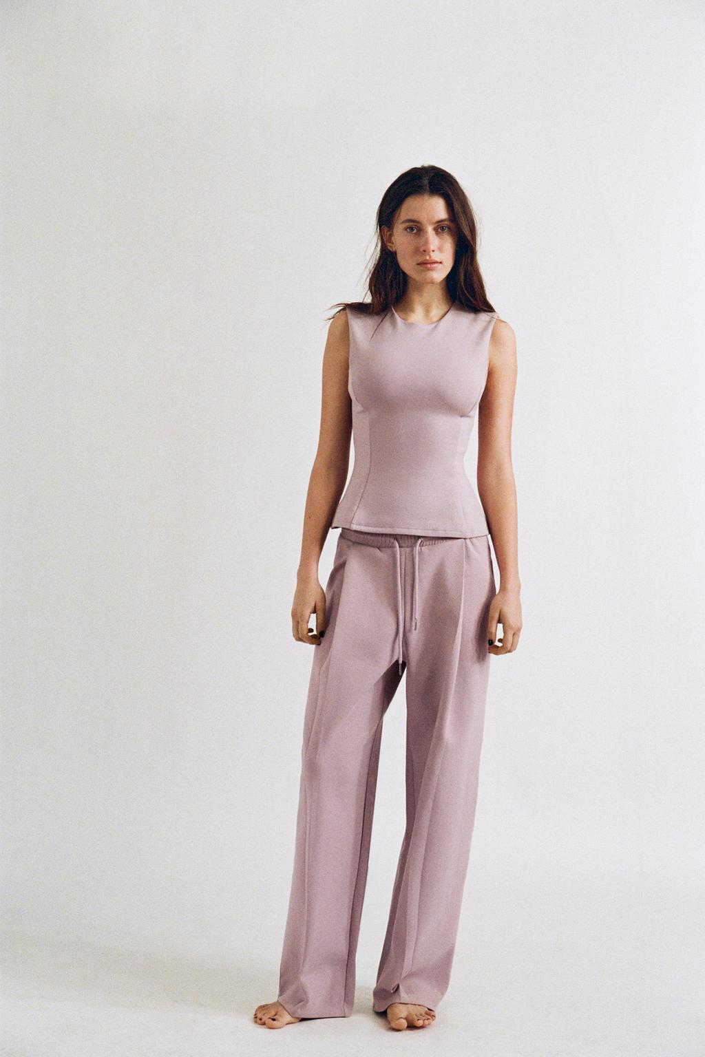 

Брюки с замком ZARA, цвет Dusty pink
