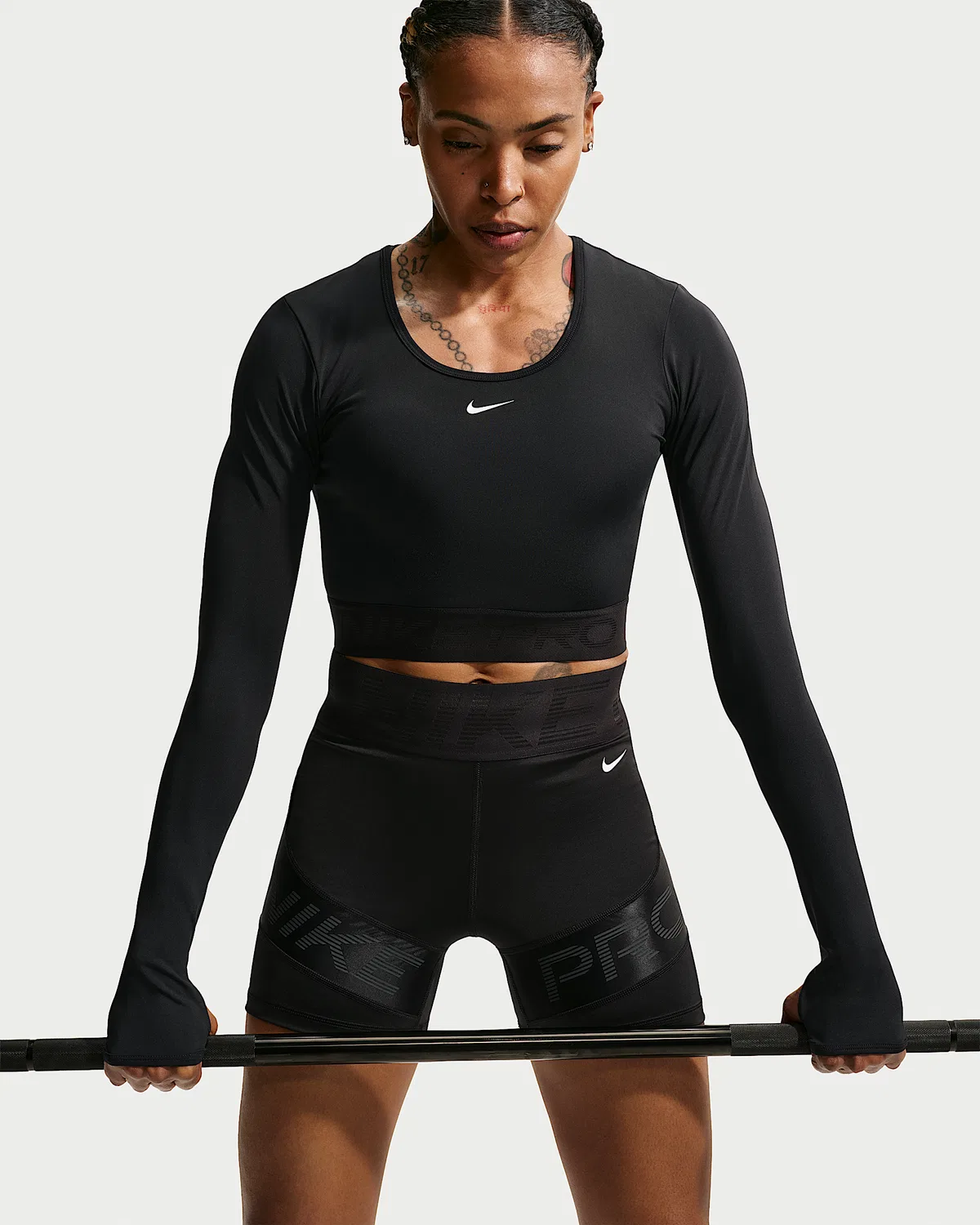 Женский топ Nike Pro Dri-FIT с длинным рукавом, Black/Anthracite/White