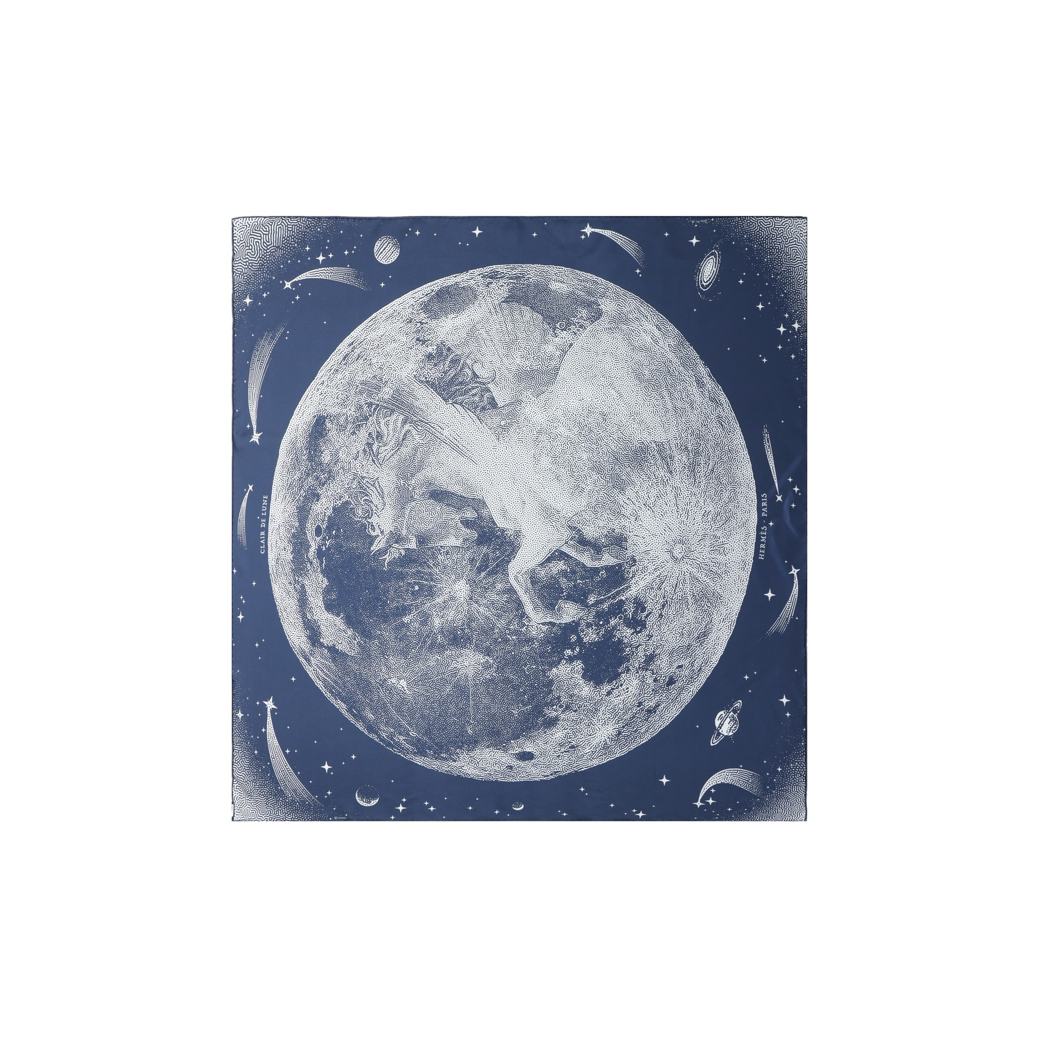 

HERMES Шёлковый шёлковый шарф унисекс, Space Blue