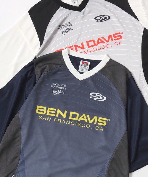 

Футболка игровая оверсайз из сетчатой ткани, с коротким рукавом, дизайном формы и логотипом BEN DAVIS, темно-синий