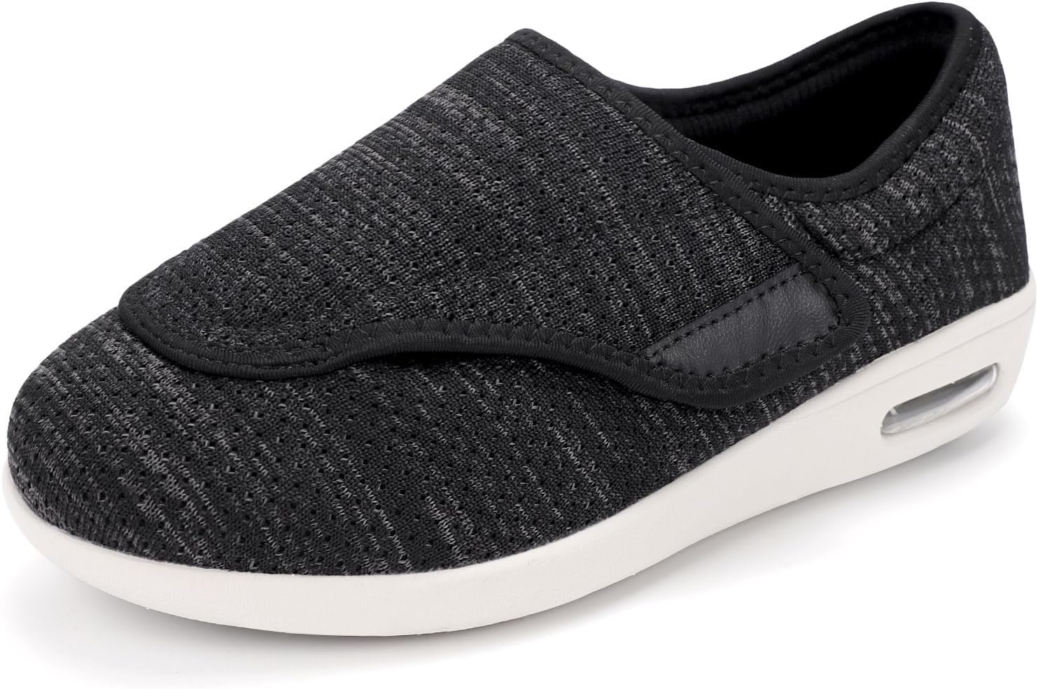 

Мужские диабетические туфли, легкие кроссовки для ходьбы с широкой колодкой и регулировкой застежек, подходящие при диабетическом отеке, подошвенном фасциите, бурсите, артрите и опухших ногах Secret Slippers, черный