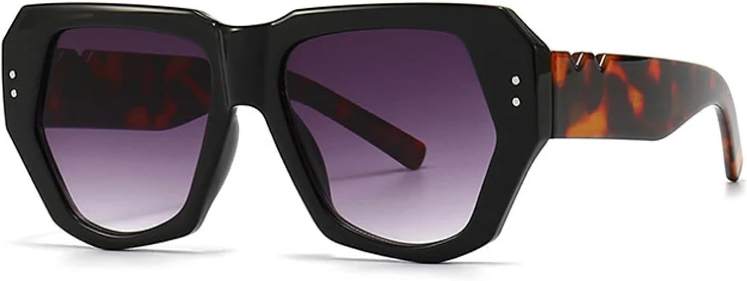 

Ретро-солнцезащитные очки «кошачий глаз» в стиле «многоугольник», женские, с градиентным переходом, защита от УФ-излучения UV400, мужские, с заклепками HHZZYVY, Black Leopard Gray