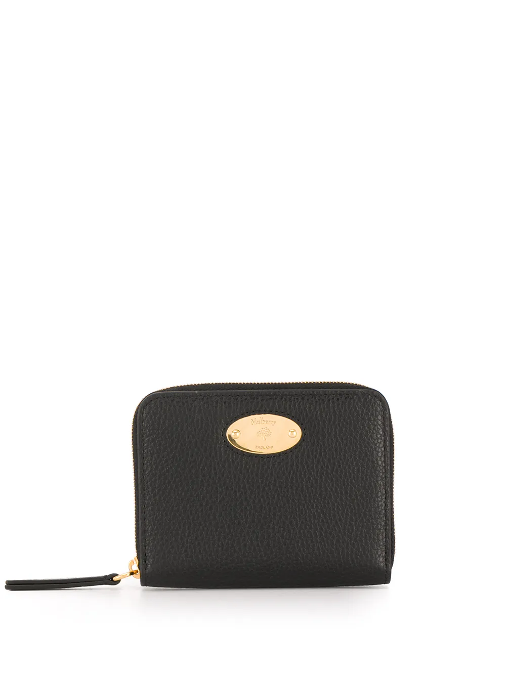 

Кошелек на круговой молнии с металлическим логотипом Mulberry, черный
