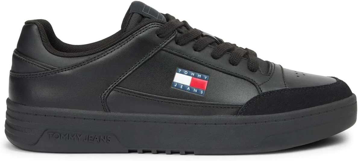 Мужские низкие кожаные кроссовки Tommy Jeans TJM Cupsole EM0em01660, черный