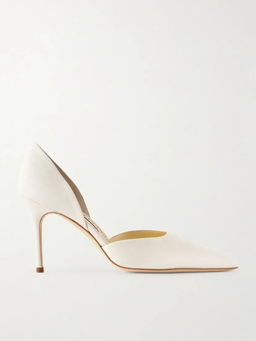 Атласные туфли-лодочки Taylerbinu 90 Manolo Blahnik, белый