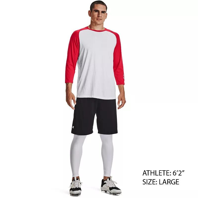 Мужская классическая футболка с рукавом 3/4 Under Armour, белый/красный — фото 2