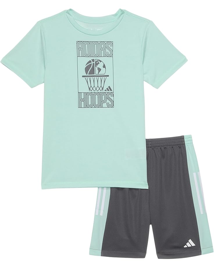 

Шорты adidas Kids 3S C Colorblock Short Set(Toddler/Little Kid), цвет Lt Aqua