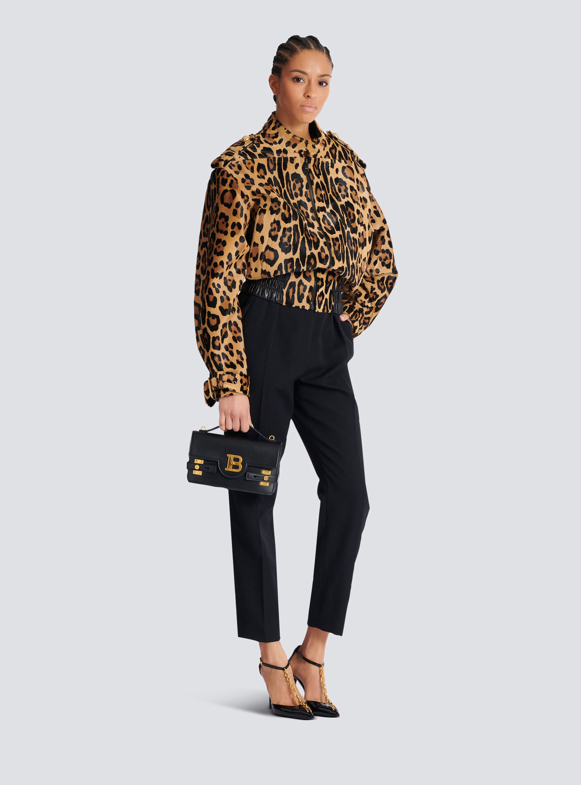 Сумка B-Buzz 24 из гладкой кожи Balmain, черный/красный — фото 2