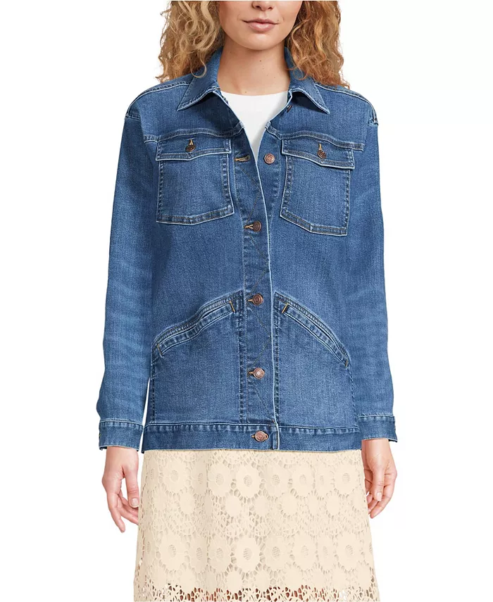 

Женская джинсовая косуха оверсайз Lands' End, синий