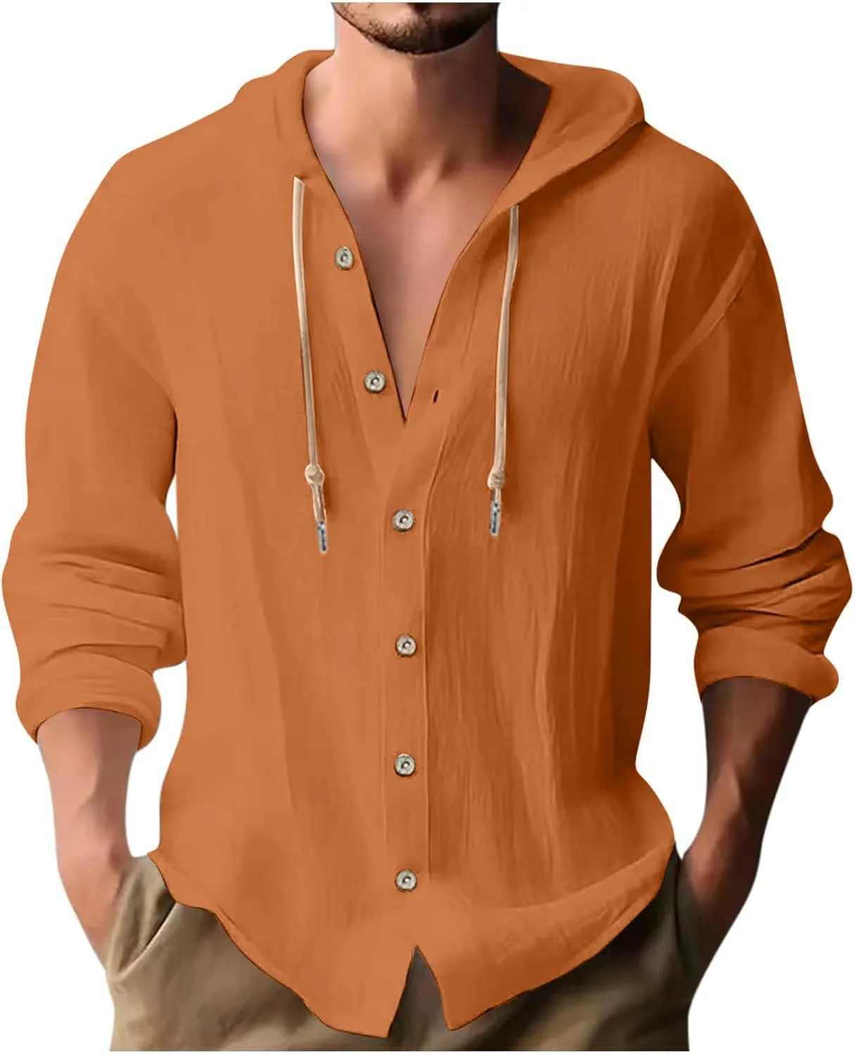 

Мужская льняная рубашка Casual Guayabera с длинным рукавом