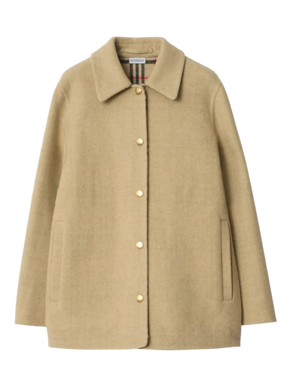 

Шерстяная куртка-рубашка с подкладкой в клетку BURBERRY, нейтральный