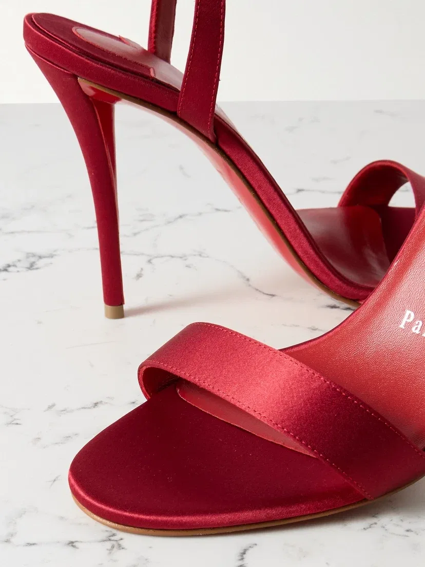 Атласные босоножки Miss Z 100 Christian Louboutin, красный — фото 4