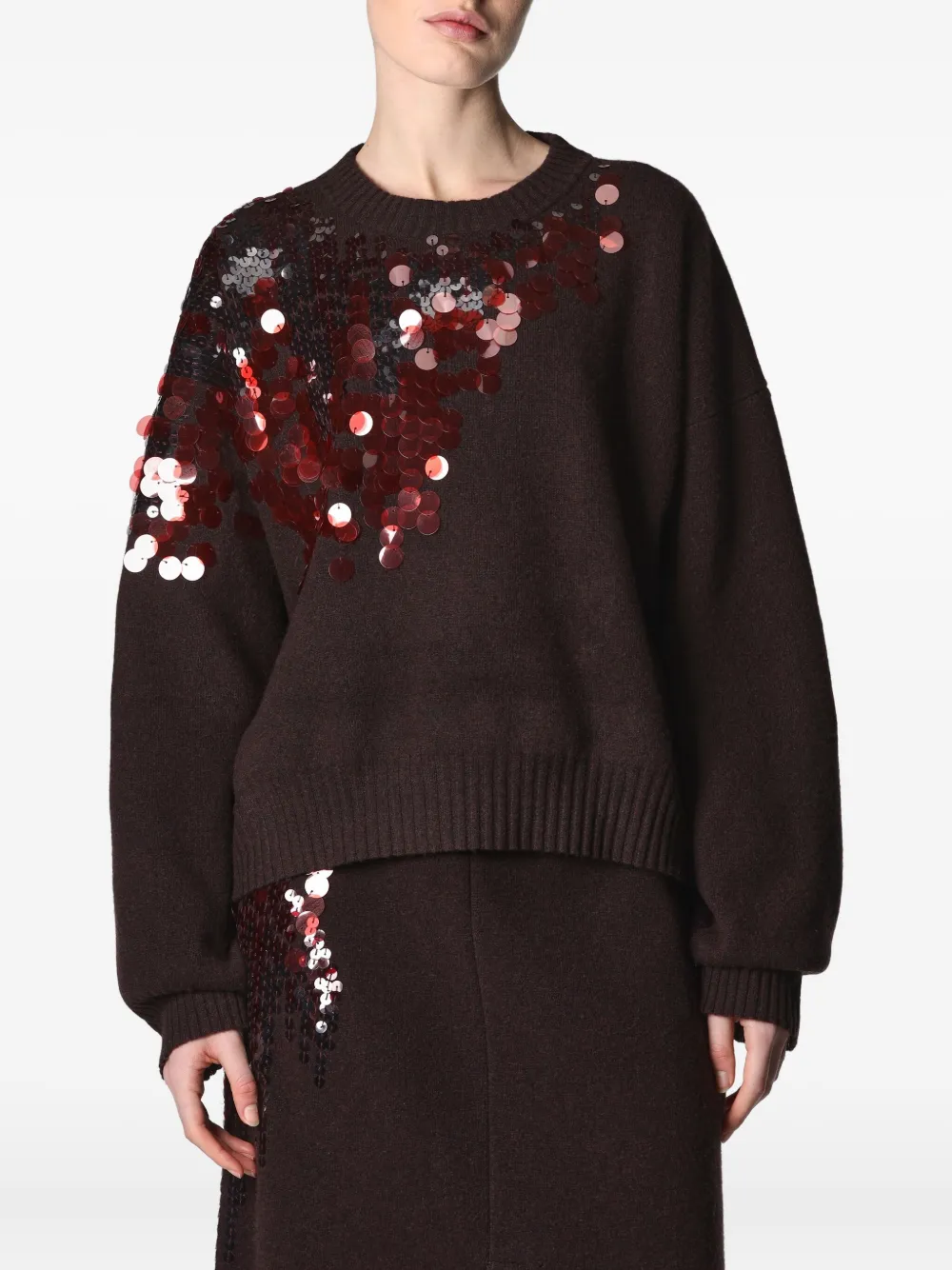 

Свитер с пайетками Roberto Collina, коричневый