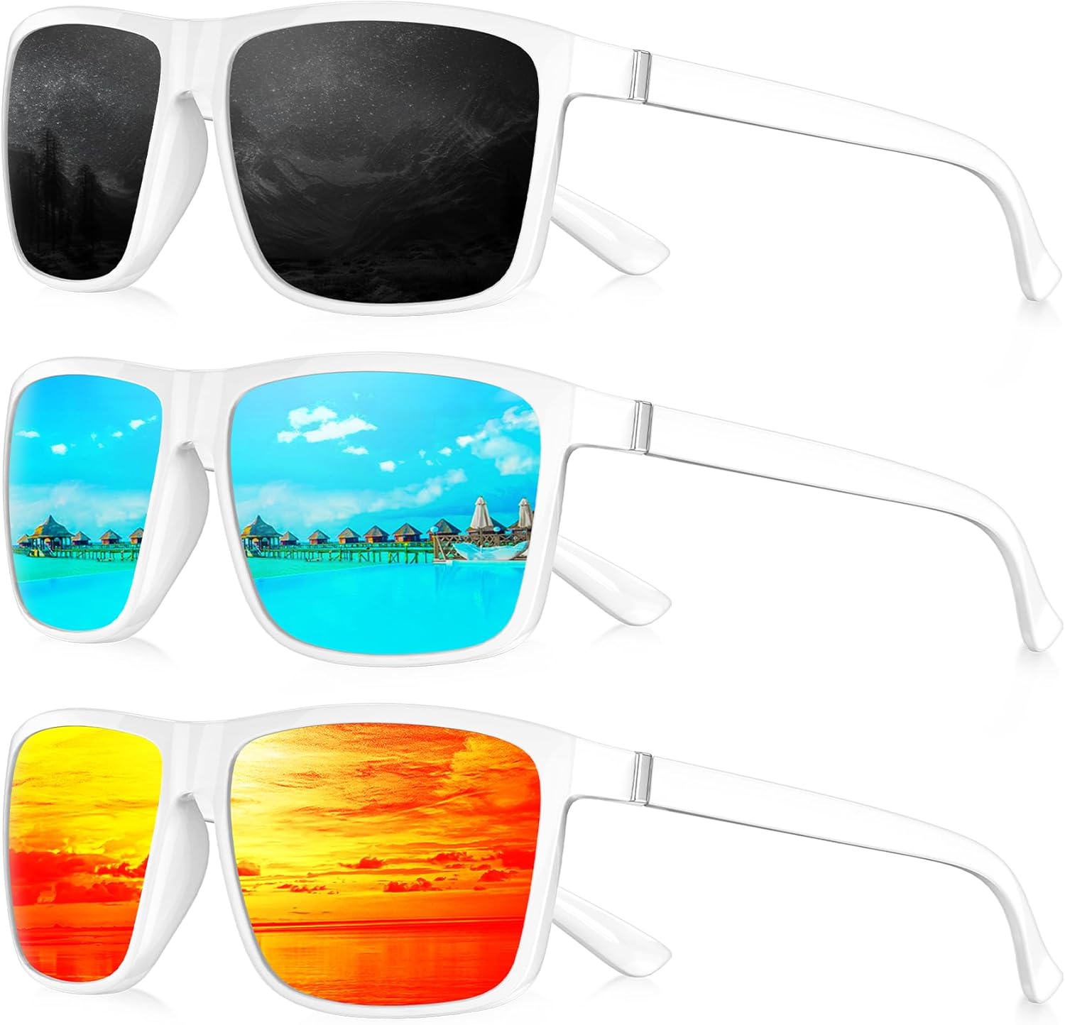 

Поляризованные солнцезащитные очки для мужчин, прямоугольная оправа, мужские поляризованные спортивные солнцезащитные очки с защитой UV400 QALLY, White Black/White Light Blue/White Red