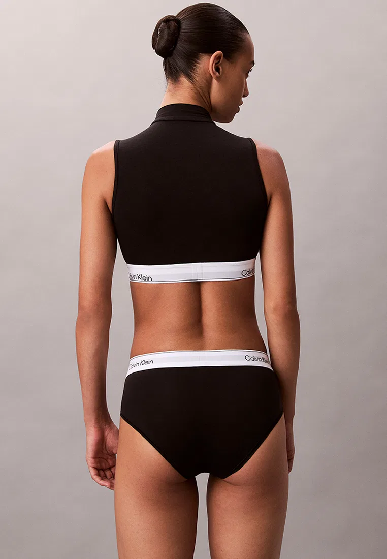 Бюстгальтер-бралетт, на подкладке, с имитацией ворота, Calvin Klein, черный — фото 2