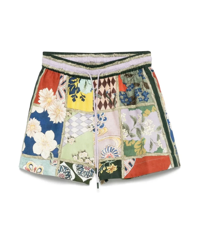 

Льняные шорты с цветочным узором и завязками. Alemais, мультиколор