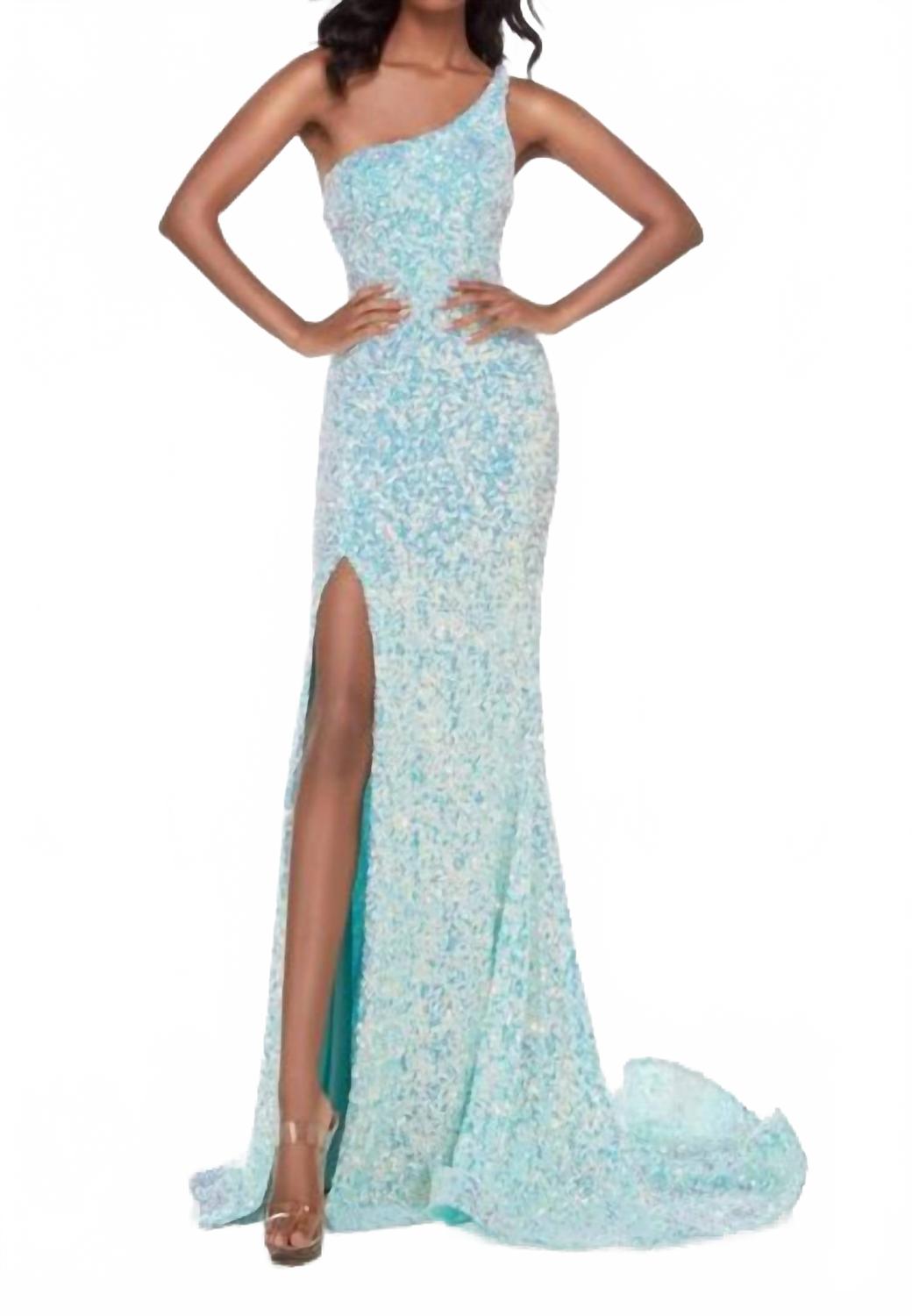 

Женское платье с одним плечом мятного цвета ALYCE PARIS