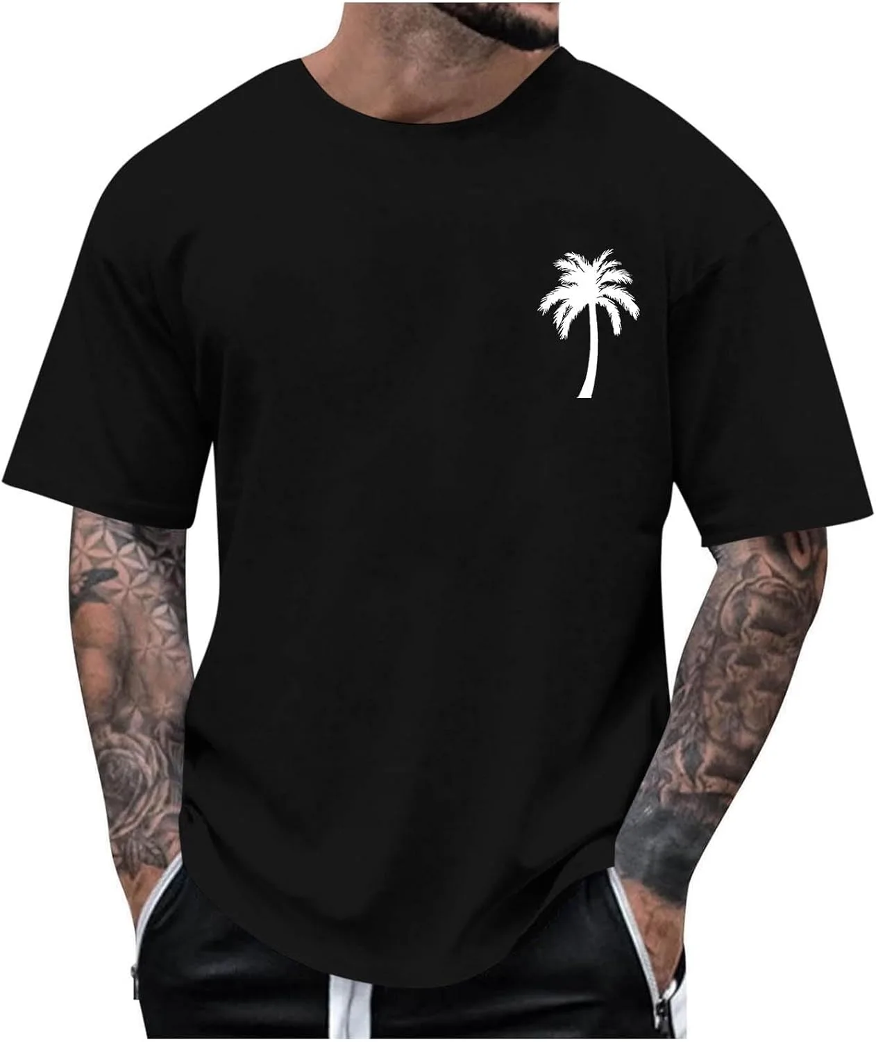 

Мужская летняя футболка с тропическим принтом Sdeycui