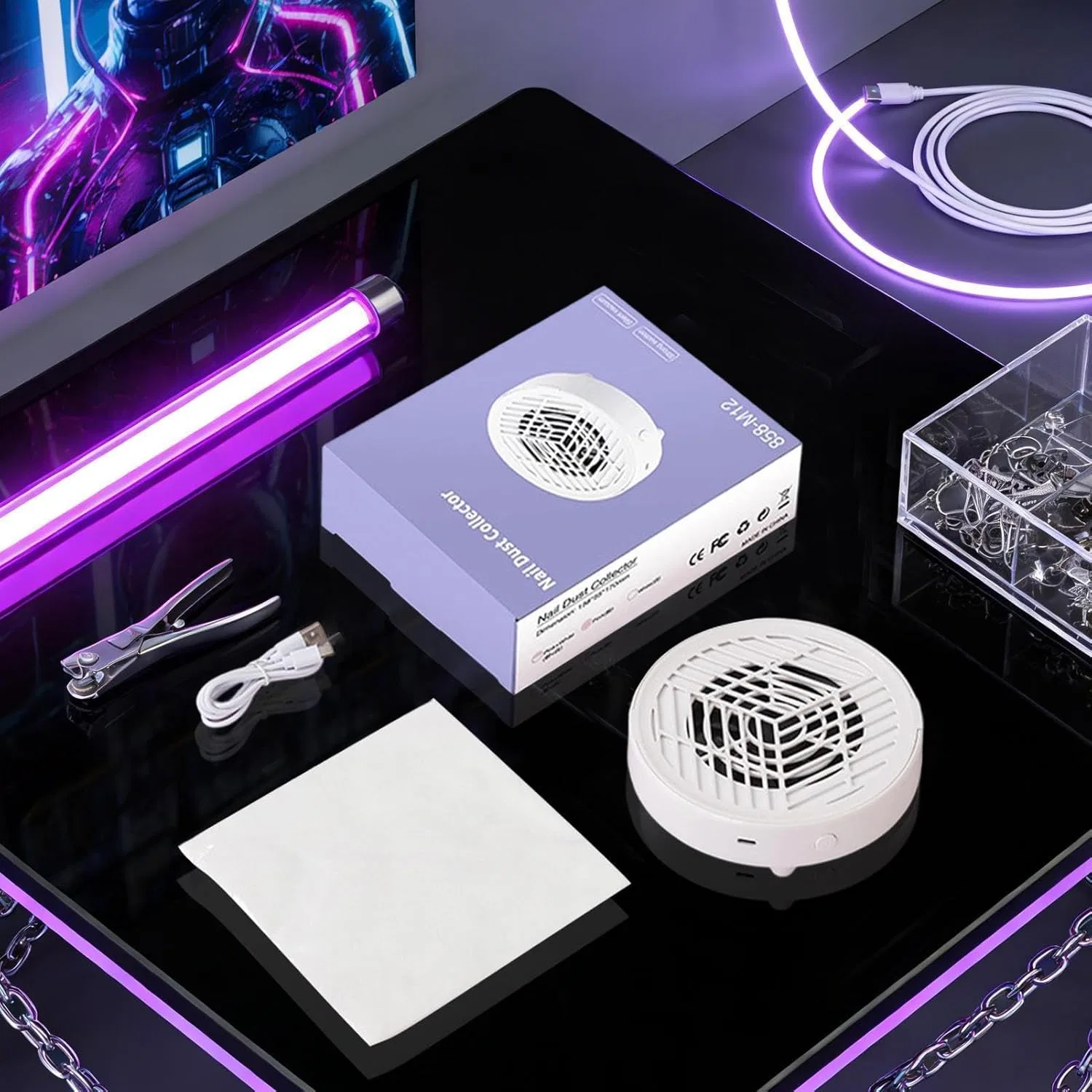 Пылесборник для ногтей, бесшумный, с USB питанием Generisch, White — фото 2