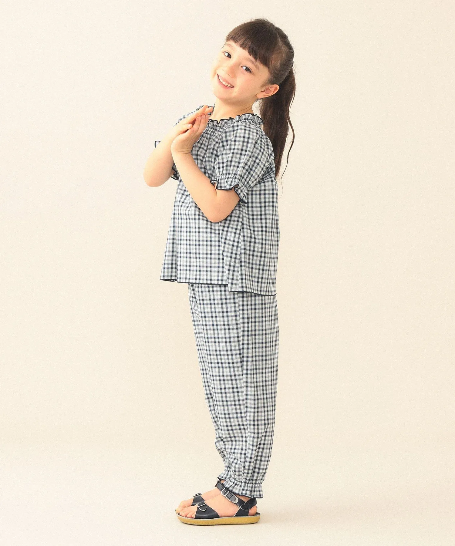 Блузка в клетку, весна-лето 2026 (90-130 см) Beams Mini, NAVY CHECK — фото 4