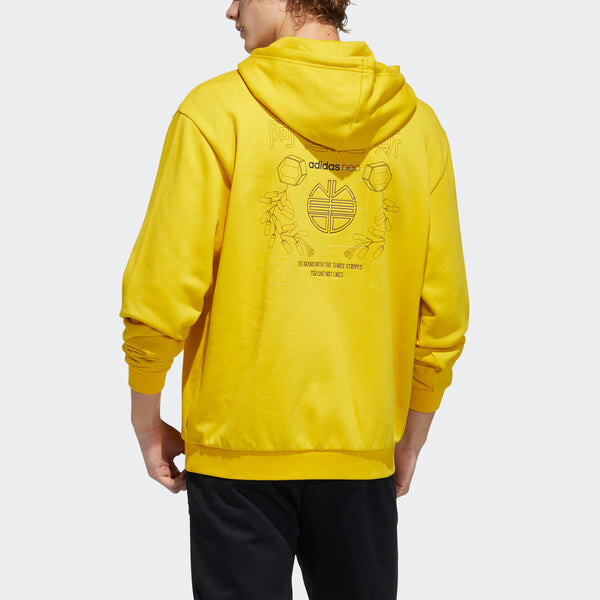 Толстовка Men's adidas neo Ss Jan Hdy 2 Logo Printing Half Zipper Sports Pullover Yellow, желтый — фото 3