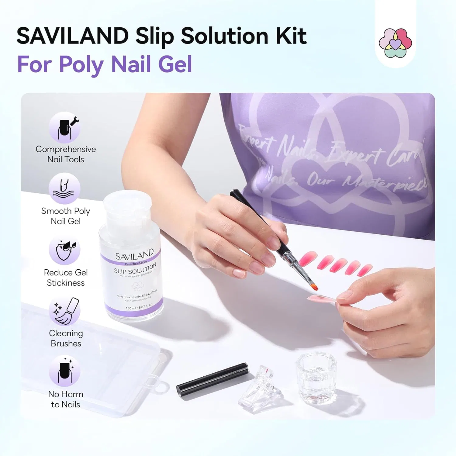 Жидкость для полигеля «Slip Solution» 150 мл от SAVILAND Saviland, 150 Ml White Forms — фото 2