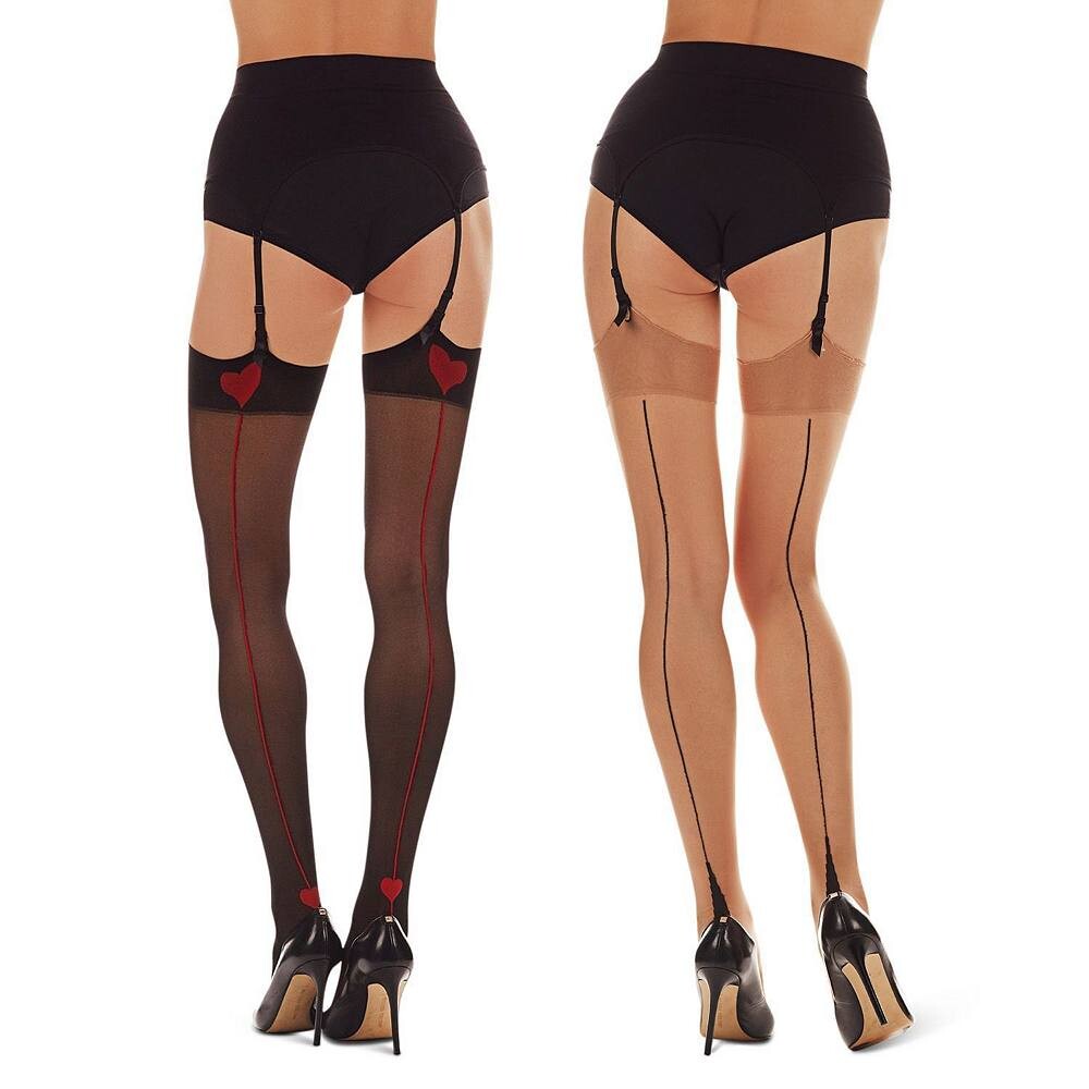 

2 пары кубинских чулок Lovemoi Pinup и запечатанных чулок Kiss MeMoi, черный
