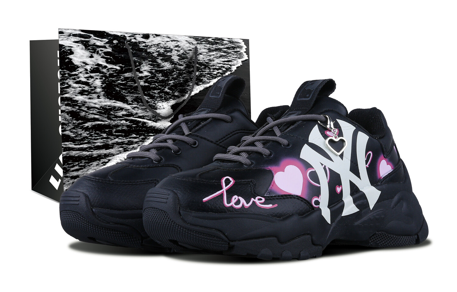 

Кроссовки MLB Big Ball Chunky Chunky Sneakers Unisex Low-top Black/white/pink, черный
