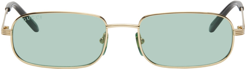 

Золотые прямоугольные солнцезащитные очки Gucci, золотой/золотой/зеленый