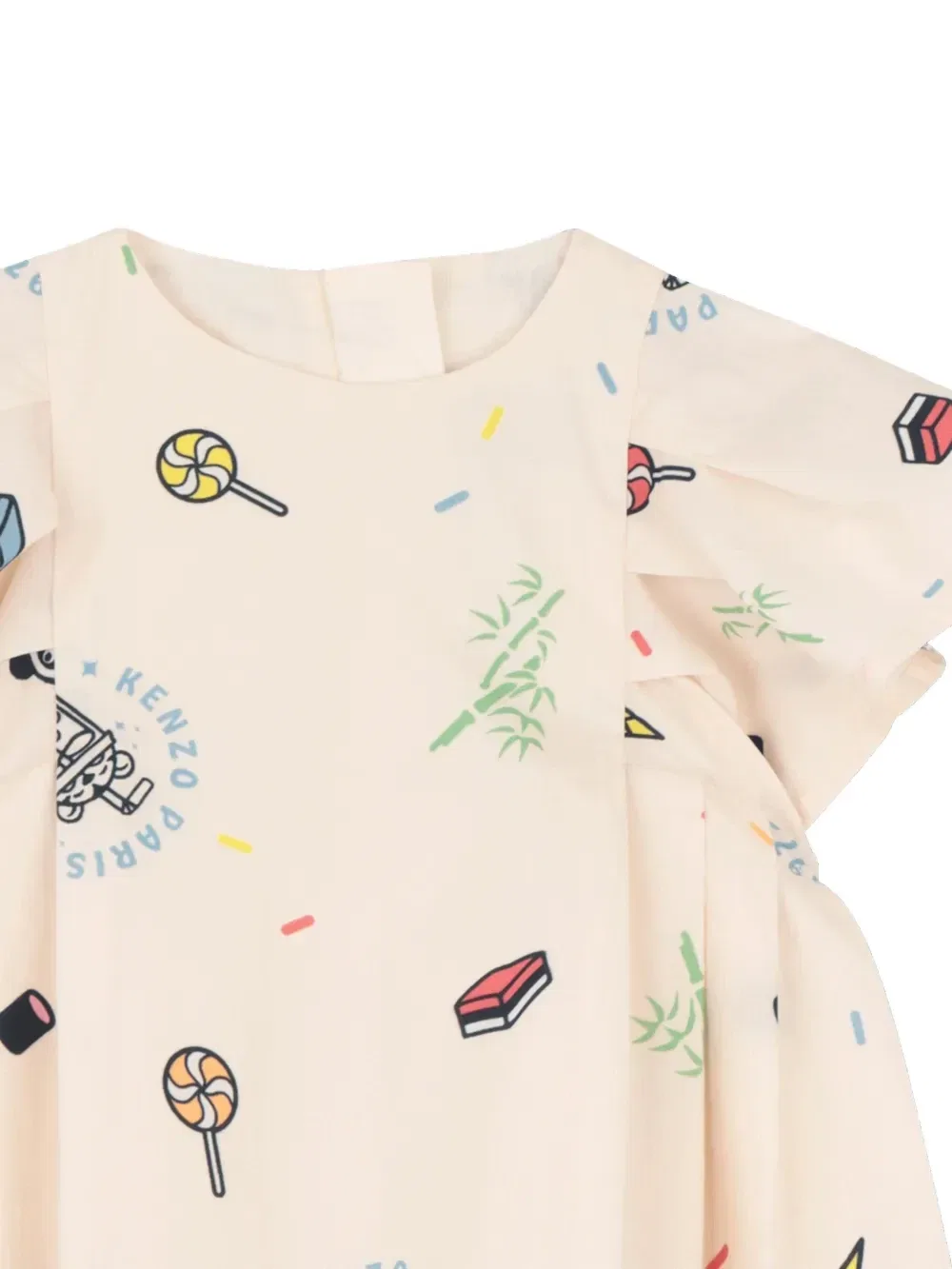 Платье с графичным принтом и складками Kenzo Kids, бежевый — фото 3