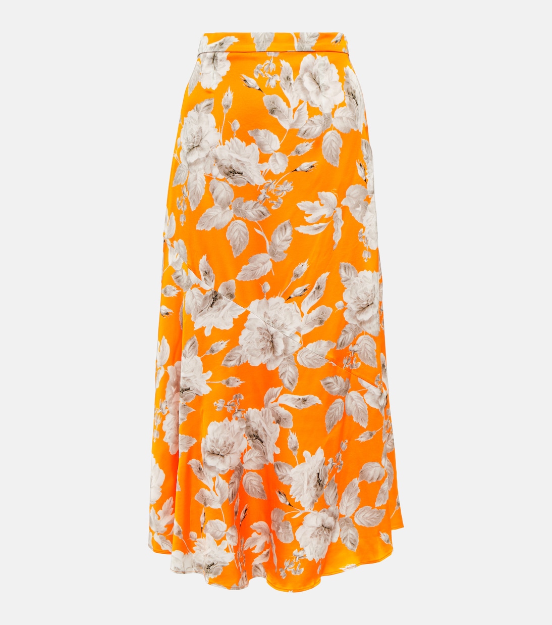 

Юбка миди из атласа с цветочным принтом Griselda Erdem, Orange + White