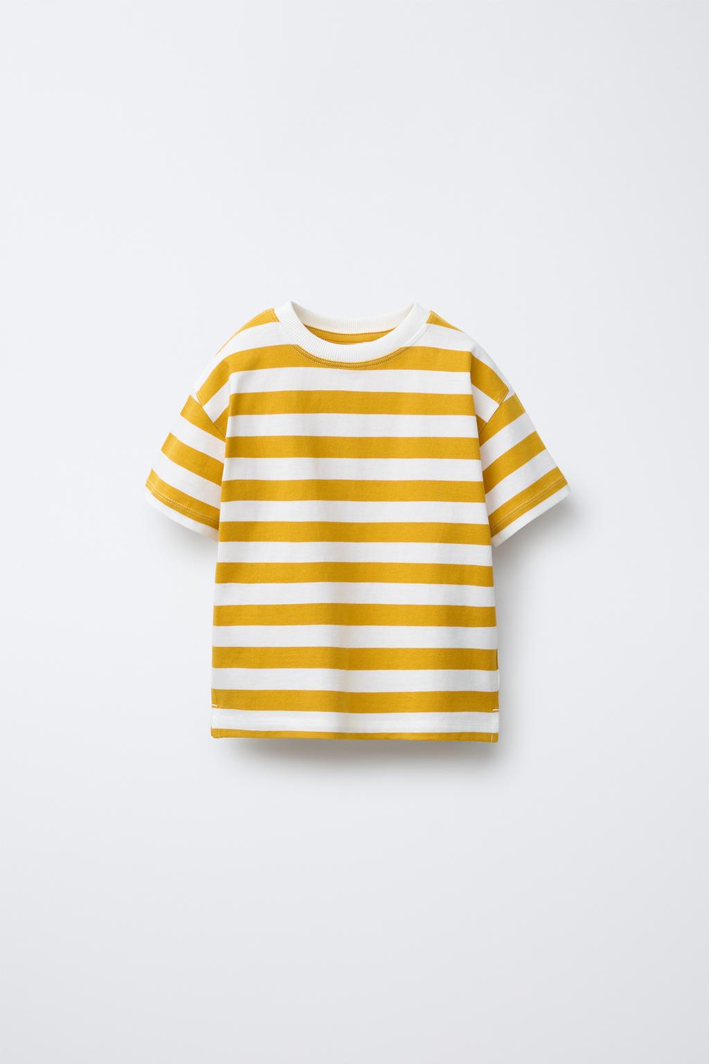 

Футболка в полоску ZARA, цвет Ochre
