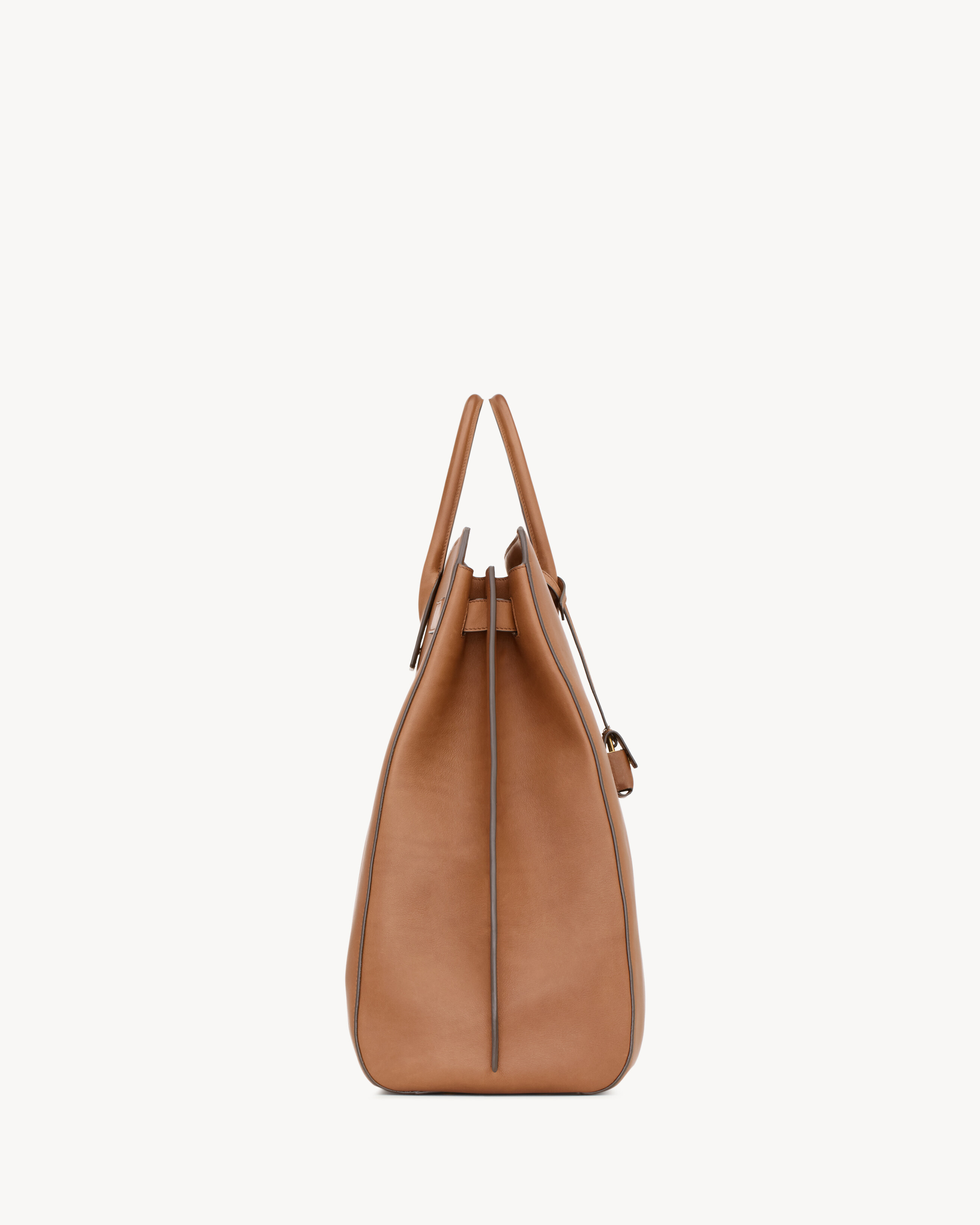 SAC DE JOUR большого размера из кожи SAINT LAURENT, коричневый — фото 3