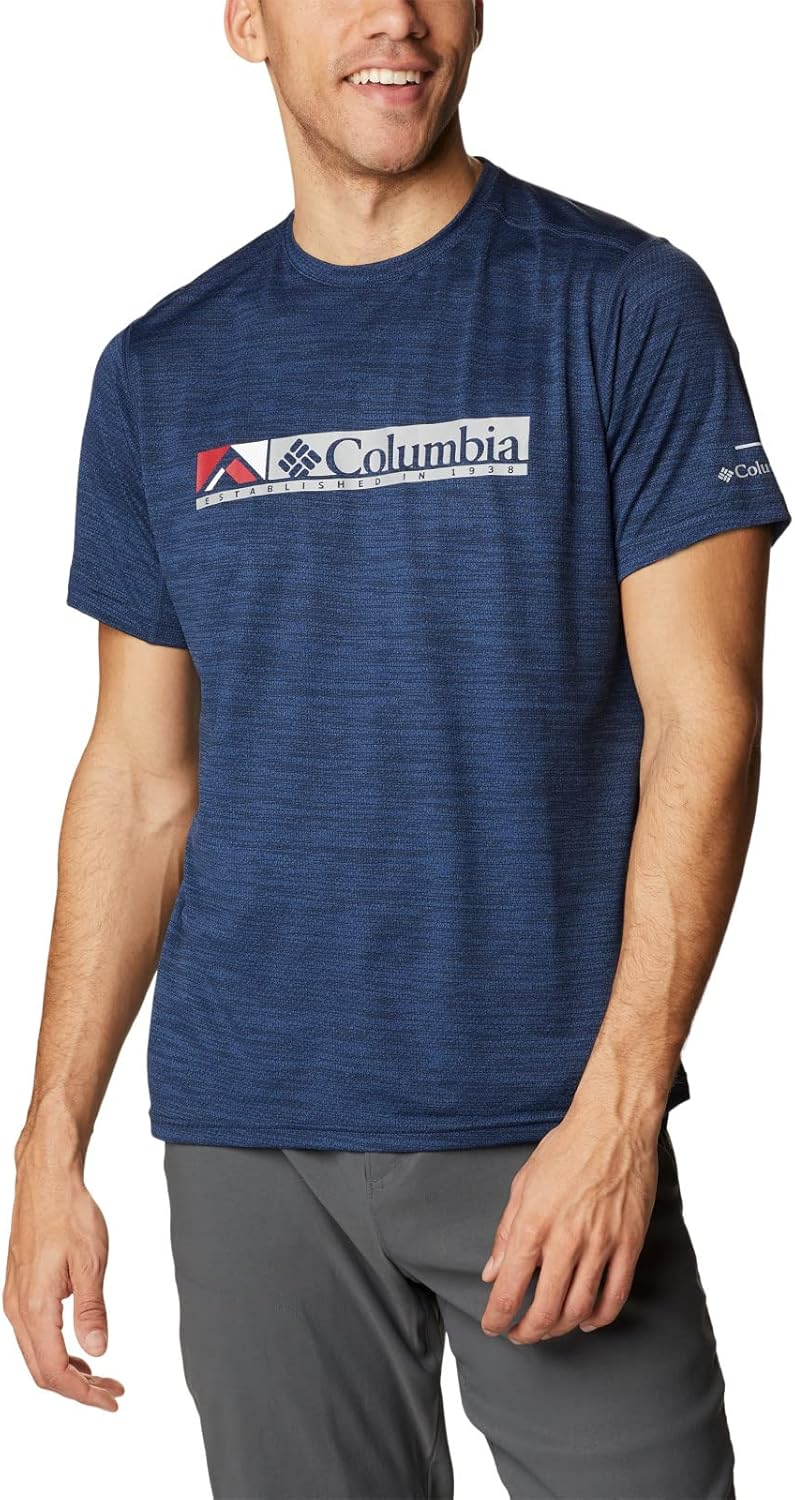 

Мужская футболка Columbia Alpine Chill Zero Graphic с коротким рукавом, Collegiate Navy Hthr/Ridgescape Graphic, Синий, Мужская футболка Columbia Alpine Chill Zero Graphic с коротким рукавом, Collegiate Navy Hthr/Ridgescape Graphic