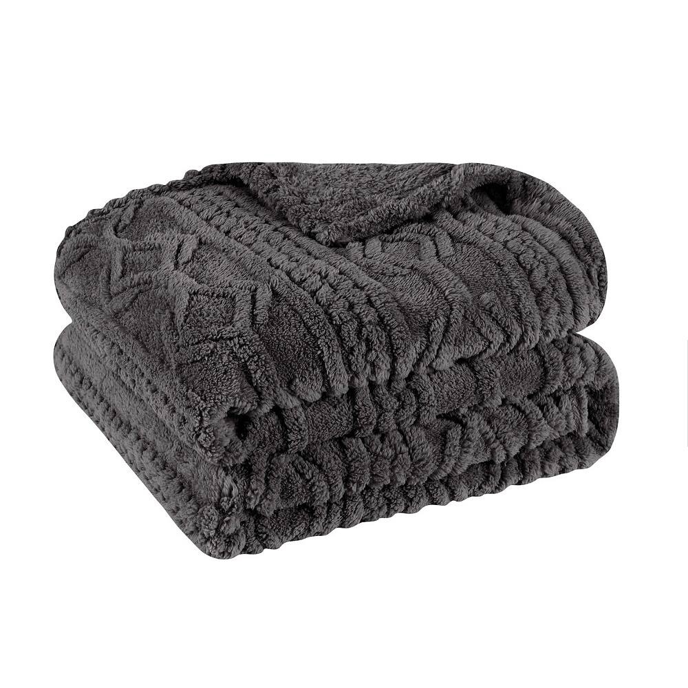 

SUPERIOR Arctic Boho Жаккардовое плюшевое флисовое одеяло, цвет Chacoal