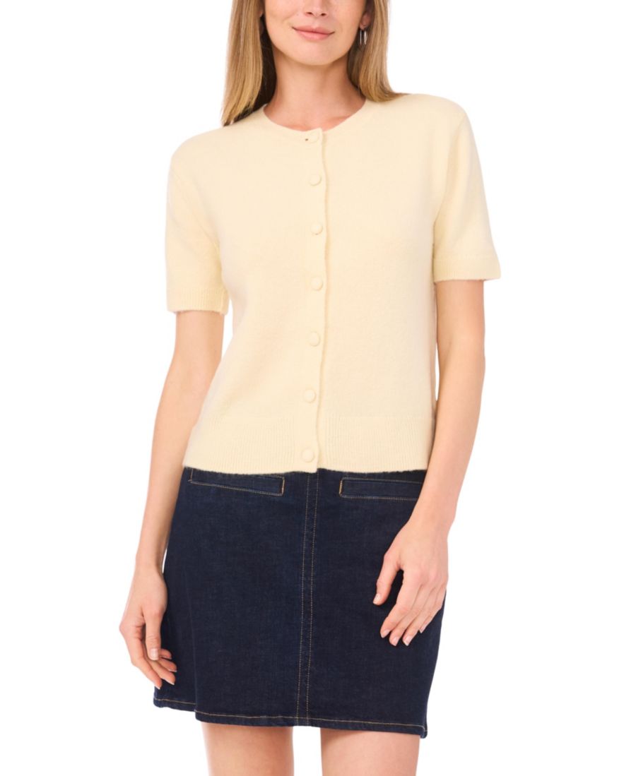 

Женский кардиган с круглым вырезом и пуговицами Vince Camuto, Cream Yellow