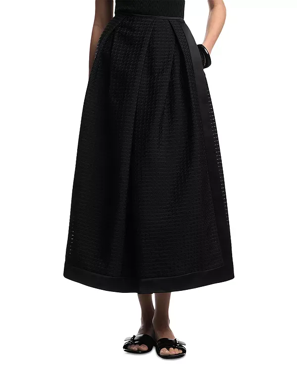 Юбка миди Vichy с 3D жаккардовым узором Emporio Armani, Black