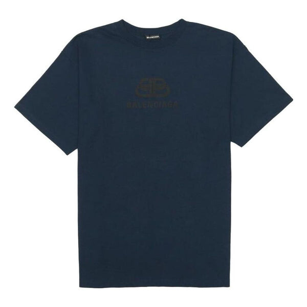 

Футболка oversized washed interlocked bb t-shirt 'navy black' Balenciaga, синий