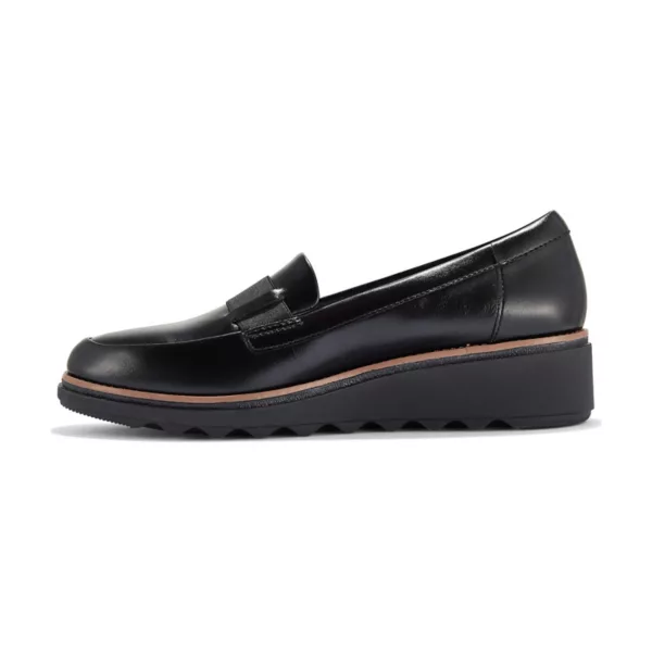 Женские кожаные лоферы Sharon Pace на клиновидном каблуке без шнуровки Clarks, цвет black leather — фото 3